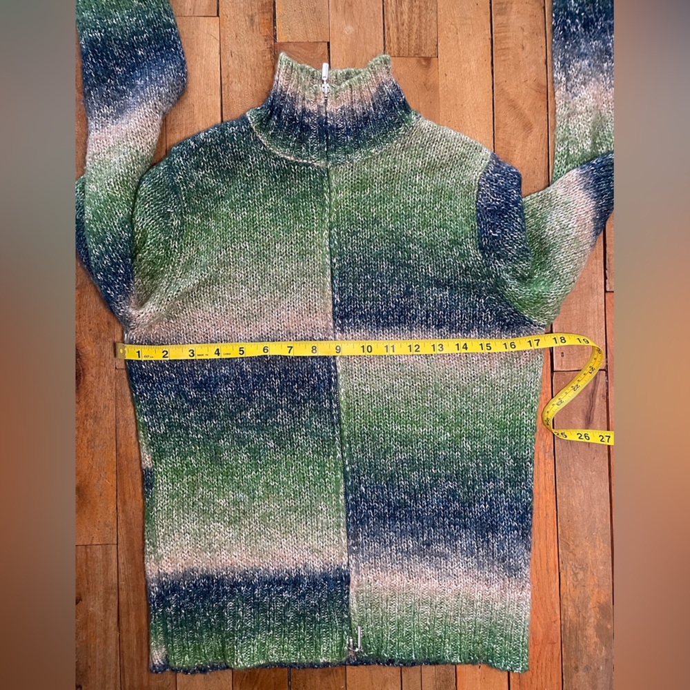 Olsen silk blend double zipper tri-coloured cardigan-Small - Picture 5 of 10